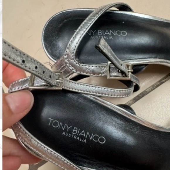 Tony Bianco Charm Heels in Silver Foil in Size 8.5 - Picture 3 of 9